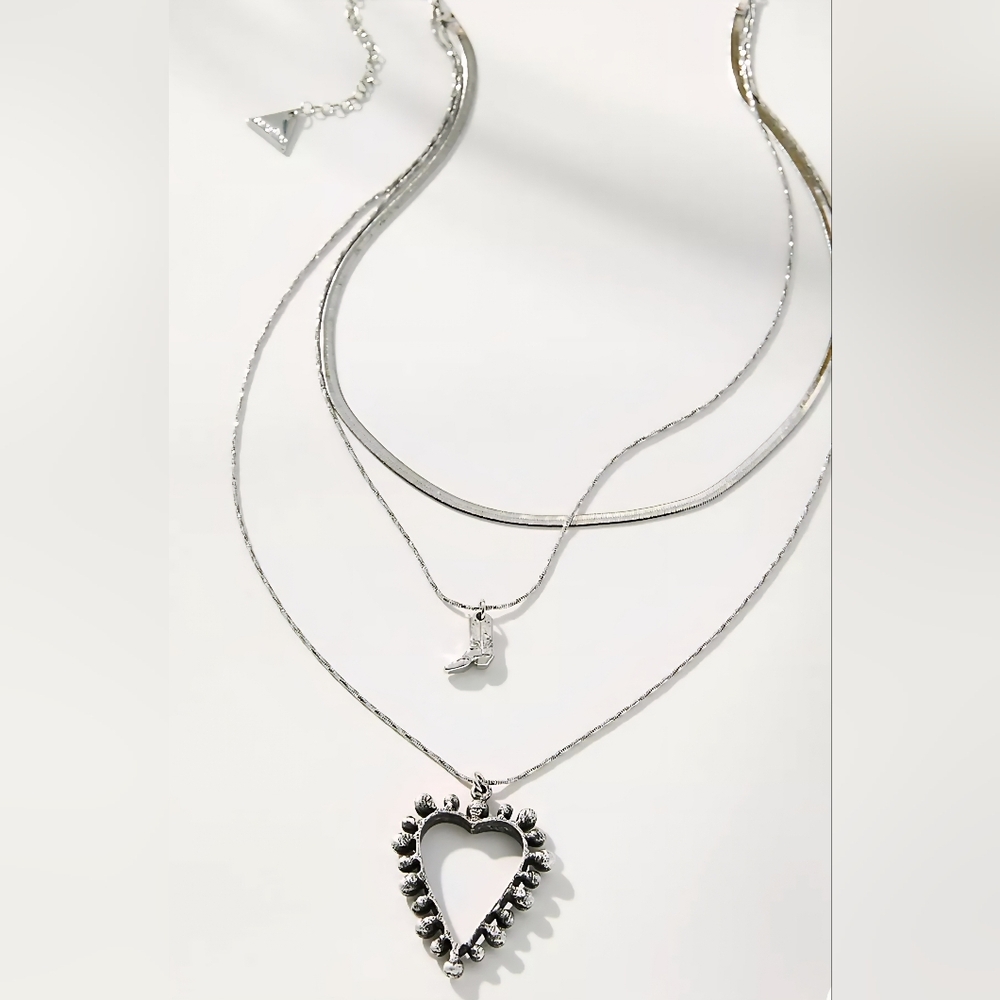 Anthropologie, Western Heart Charm Layered Necklace